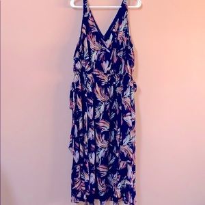 Lane Bryant Navy Blue Print V-neck Dress - Sz 20